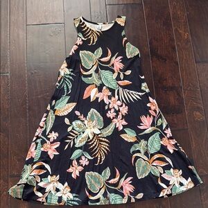 Floral Sleeveless Kids Dress - Black and Pink